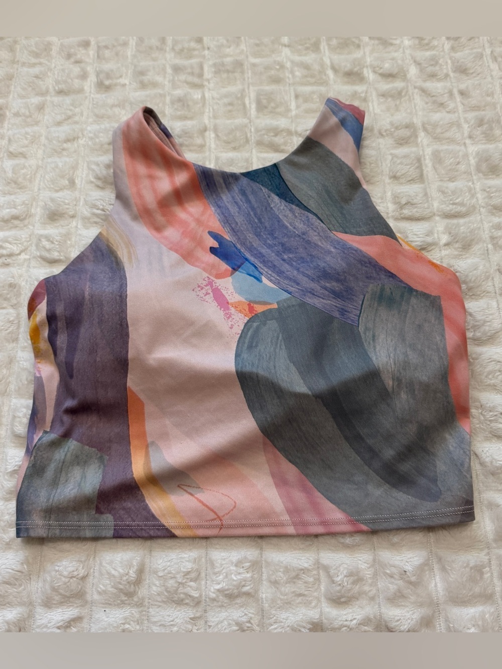Athleta Women XS Conscious Crop Bra Tank Top Watercolor Orchid Abstract Print